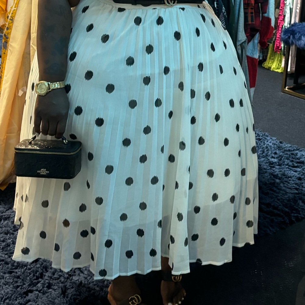 a new day Black and White Polka Dot A-Line Skirt